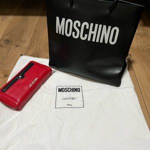 Moschino couture black tote bag with wallet